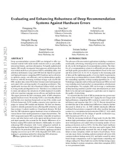 Evaluating and Enhancing Robustness of Deep Recommendation Systems
  Against Hardware Errors