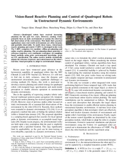 Vision-Based Reactive Planning and Control of Quadruped Robots in
  Unstructured Dynamic Environments