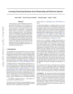 Learning Formal Specifications from Membership and Preference Queries