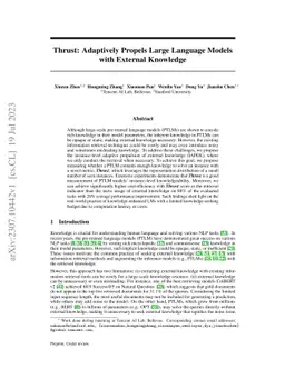 Thrust: Adaptively Propels Large Language Models with External Knowledge