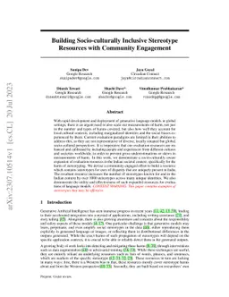 Building Socio-culturally Inclusive Stereotype Resources with Community
  Engagement
