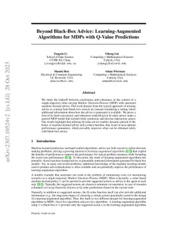Beyond Black-Box Advice: Learning-Augmented Algorithms for MDPs with
  Q-Value Predictions