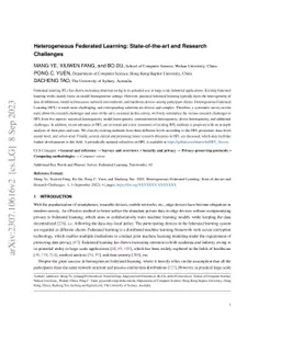 Heterogeneous Federated Learning: State-of-the-art and Research
  Challenges