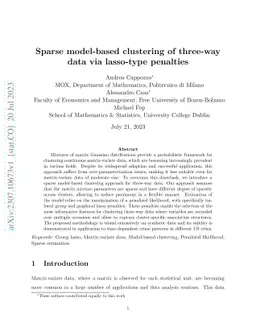 Sparse model-based clustering of three-way data via lasso-type penalties