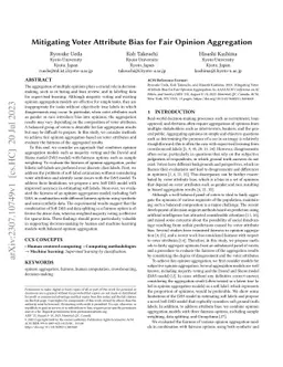 Mitigating Voter Attribute Bias for Fair Opinion Aggregation