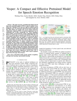 Vesper: A Compact and Effective Pretrained Model for Speech Emotion
  Recognition