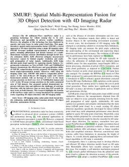 SMURF: Spatial Multi-Representation Fusion for 3D Object Detection with
  4D Imaging Radar
