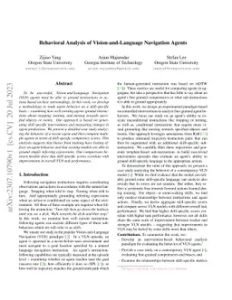 Behavioral Analysis of Vision-and-Language Navigation Agents