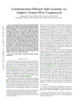 Communication-Efficient Split Learning via Adaptive Feature-Wise Compression