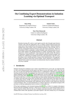 On Combining Expert Demonstrations in Imitation Learning via Optimal
  Transport