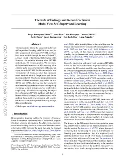 The Role of Entropy and Reconstruction in Multi-View Self-Supervised
  Learning