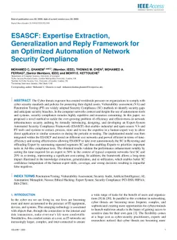 ESASCF: Expertise Extraction, Generalization and Reply Framework for an Optimized Automation of Network Security Compliance