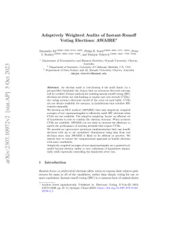 Adaptively Weighted Audits of Instant-Runoff Voting Elections: AWAIRE