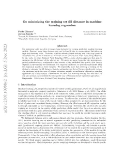 On minimizing the training set fill distance in machine learning
  regression