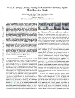 PATROL: Privacy-Oriented Pruning for Collaborative Inference Against
  Model Inversion Attacks