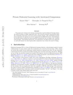 Private Federated Learning with Autotuned Compression