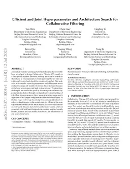 Efficient and Joint Hyperparameter and Architecture Search for
  Collaborative Filtering