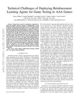Technical Challenges of Deploying Reinforcement Learning Agents for Game
  Testing in AAA Games