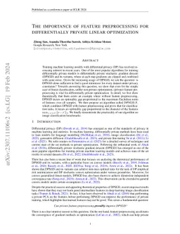 The importance of feature preprocessing for differentially private
  linear optimization