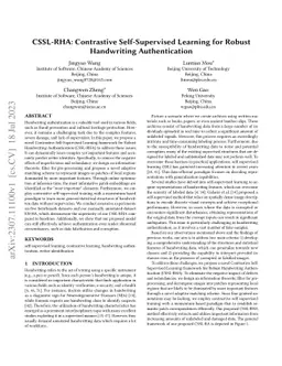 CSSL-RHA: Contrastive Self-Supervised Learning for Robust Handwriting
  Authentication