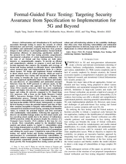 Formal-Guided Fuzz Testing: Targeting Security Assurance from
  Specification to Implementation for 5G and Beyond