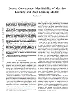 Beyond Convergence: Identifiability of Machine Learning and Deep
  Learning Models