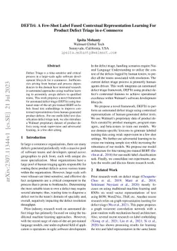 DEFTri: A Few-Shot Label Fused Contextual Representation Learning For
  Product Defect Triage in e-Commerce
