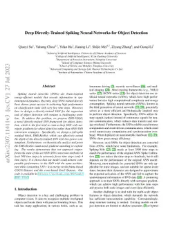 Deep Directly-Trained Spiking Neural Networks for Object Detection