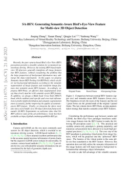 SA-BEV: Generating Semantic-Aware Bird's-Eye-View Feature for Multi-view
  3D Object Detection