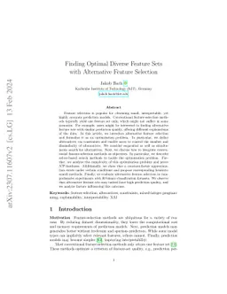 Finding Optimal Diverse Feature Sets with Alternative Feature Selection
