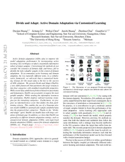 Divide and Adapt: Active Domain Adaptation via Customized Learning