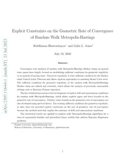 Explicit Constraints on the Geometric Rate of Convergence of Random Walk
  Metropolis-Hastings