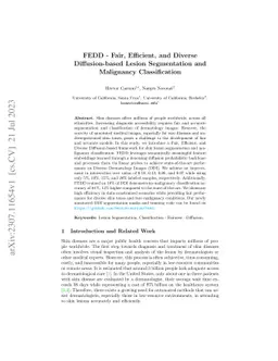 FEDD -- Fair, Efficient, and Diverse Diffusion-based Lesion Segmentation
  and Malignancy Classification
