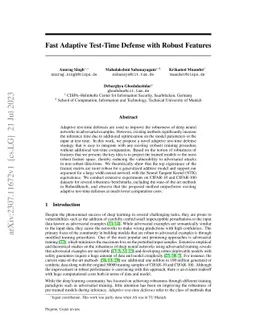 Fast Adaptive Test-Time Defense with Robust Features