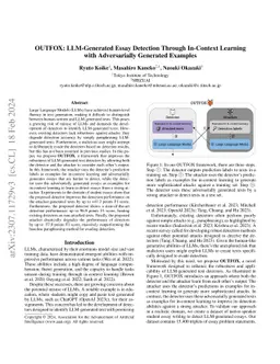 OUTFOX: LLM-Generated Essay Detection Through In-Context Learning with
  Adversarially Generated Examples