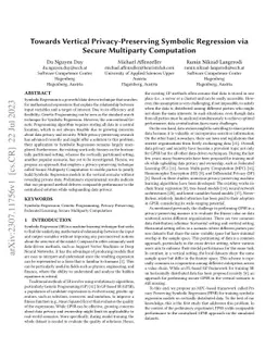 Towards Vertical Privacy-Preserving Symbolic Regression via Secure
  Multiparty Computation
