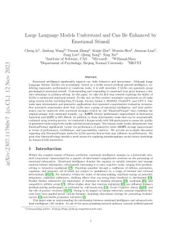 Large Language Models Understand and Can be Enhanced by Emotional
  Stimuli