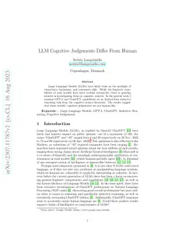 LLM Cognitive Judgements Differ From Human