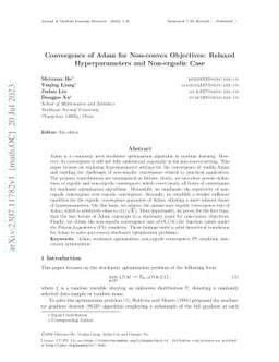 Convergence of Adam for Non-convex Objectives: Relaxed Hyperparameters
  and Non-ergodic Case