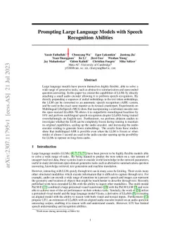 Prompting Large Language Models with Speech Recognition Abilities
