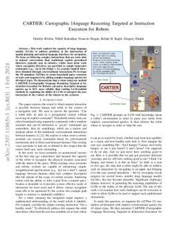 CARTIER: Cartographic lAnguage Reasoning Targeted at Instruction
  Execution for Robots