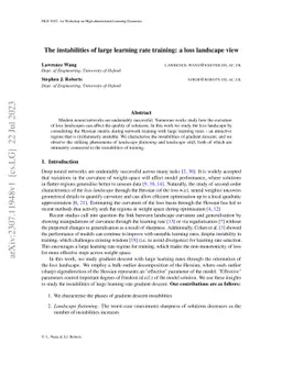 The instabilities of large learning rate training: a loss landscape view