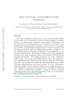 Sparse then Prune: Toward Efficient Vision Transformers