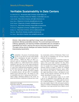 Verifiable Sustainability in Data Centers