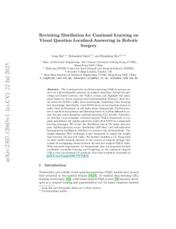 Revisiting Distillation for Continual Learning on Visual Question
  Localized-Answering in Robotic Surgery