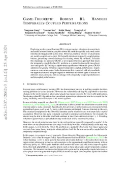 Game-Theoretic Robust Reinforcement Learning Handles Temporally-Coupled
  Perturbations