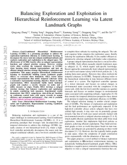 Balancing Exploration and Exploitation in Hierarchical Reinforcement
  Learning via Latent Landmark Graphs