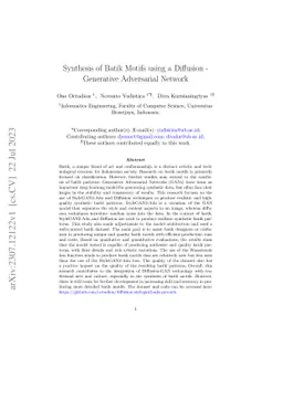 Synthesis of Batik Motifs using a Diffusion -- Generative Adversarial
  Network
