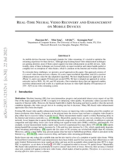 Real-Time Neural Video Recovery and Enhancement on Mobile Devices