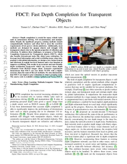 FDCT: Fast Depth Completion for Transparent Objects